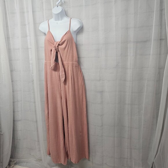 Anrabess Pink Halter Wide Leg Jumpsuit Coquette Cropped Club Beach XL - Picture 6 of 11